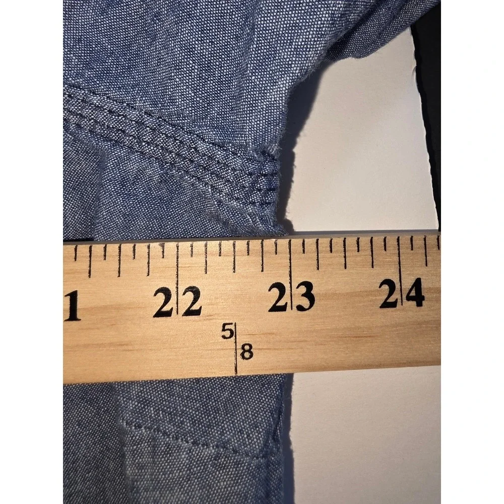 Lands' End Classic Chambray Shirt Womens 18W Blue 1Long Sleeve Cotton Button Up - Picture 6 of 7